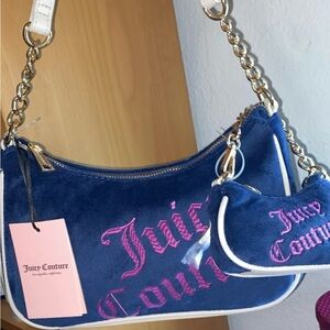 Juicy Couture Royal Blue Velvet Shoulder Bag